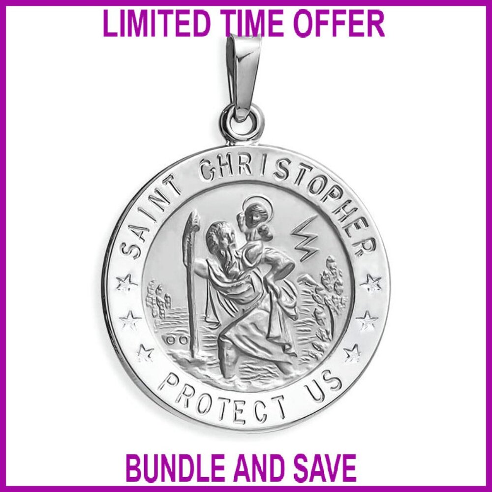 Sterling Silver Saint Christopher Medal Pendant for Travelers